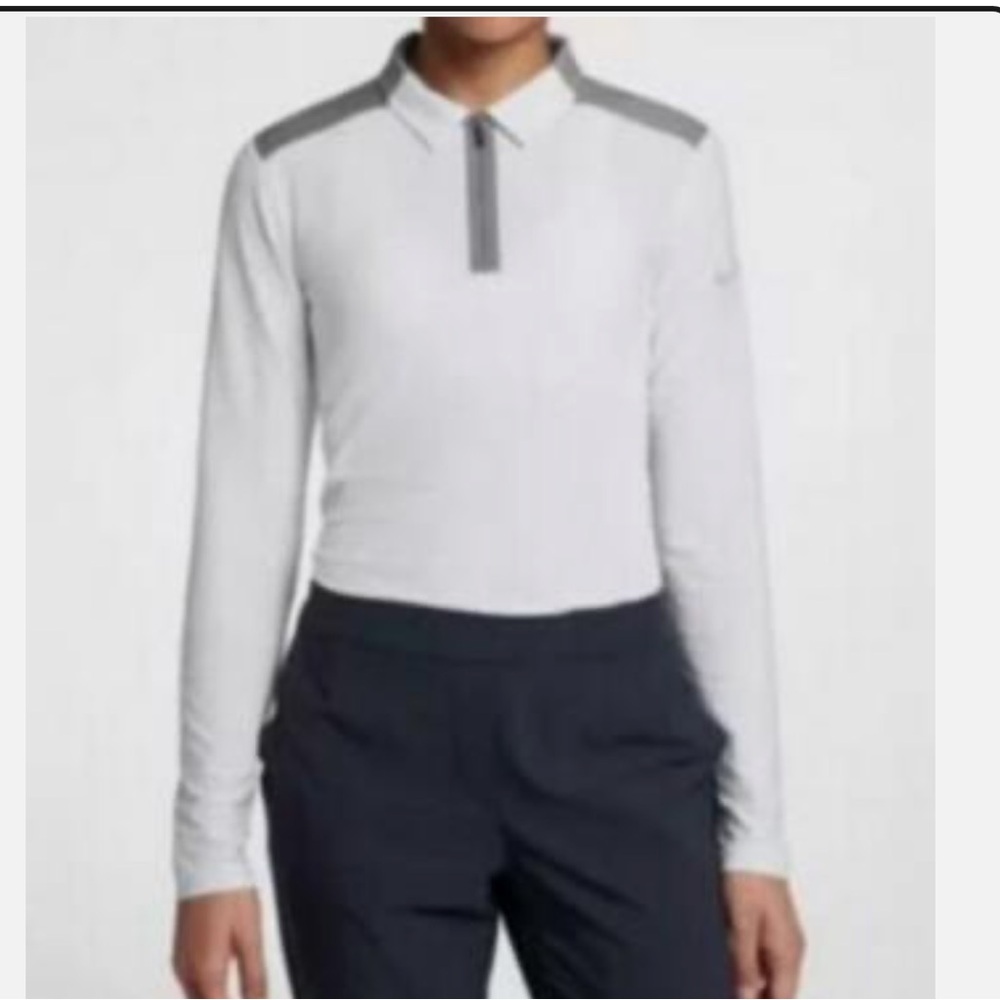 Nike Golf Zonal Cooling long-sleeve zip polo shirt blue and grey size small - Picture 4 of 5